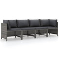 vidaXL 4-Seater Patio Sofa with Cushions - Sturdy Steel Frame Outdoor Lounge Seat, Water-Resistant PE Rattan Construction, Comfy Polyester-Covered Cushions in Anthracite Grey