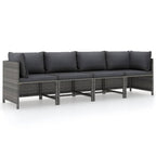vidaXL 4-Seater Patio Sofa with Cushions - Sturdy Steel Frame Outdoor Lounge Seat, Water-Resistant PE Rattan Construction, Comfy Polyester-Covered Cushions in Anthracite Grey