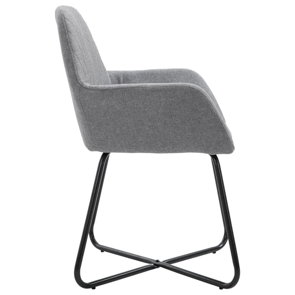 vidaXL 6-Piece Dining Chairs - Upholstered in Light Gray Fabric - Modern Style - Durable and Comfortable Seating with Armrests and Backrests - Powder Coated Steel Legs