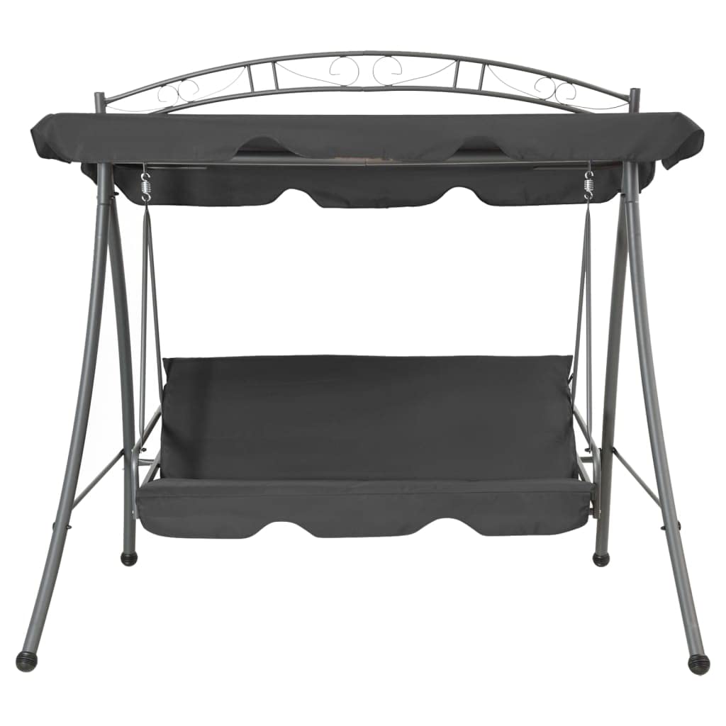 Great-hyc Outdoor Convertible Swing Bench with Canopy Anthracite 78&quot;x47.2&quot;x80.7&quot; Steel