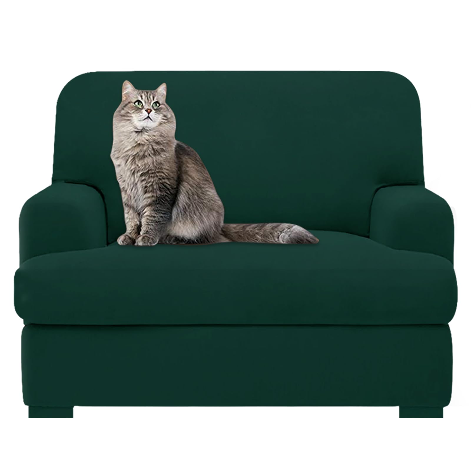 Molasofa T Cushion Chair Slipcover With 1 Individual T Cushion Shape Seat Cover For Home Décor, 2 Pieces Stretchable, Washable, Non-Pilling, Non-Slip Chair Cover (Oversized Armchair,Dark Green)