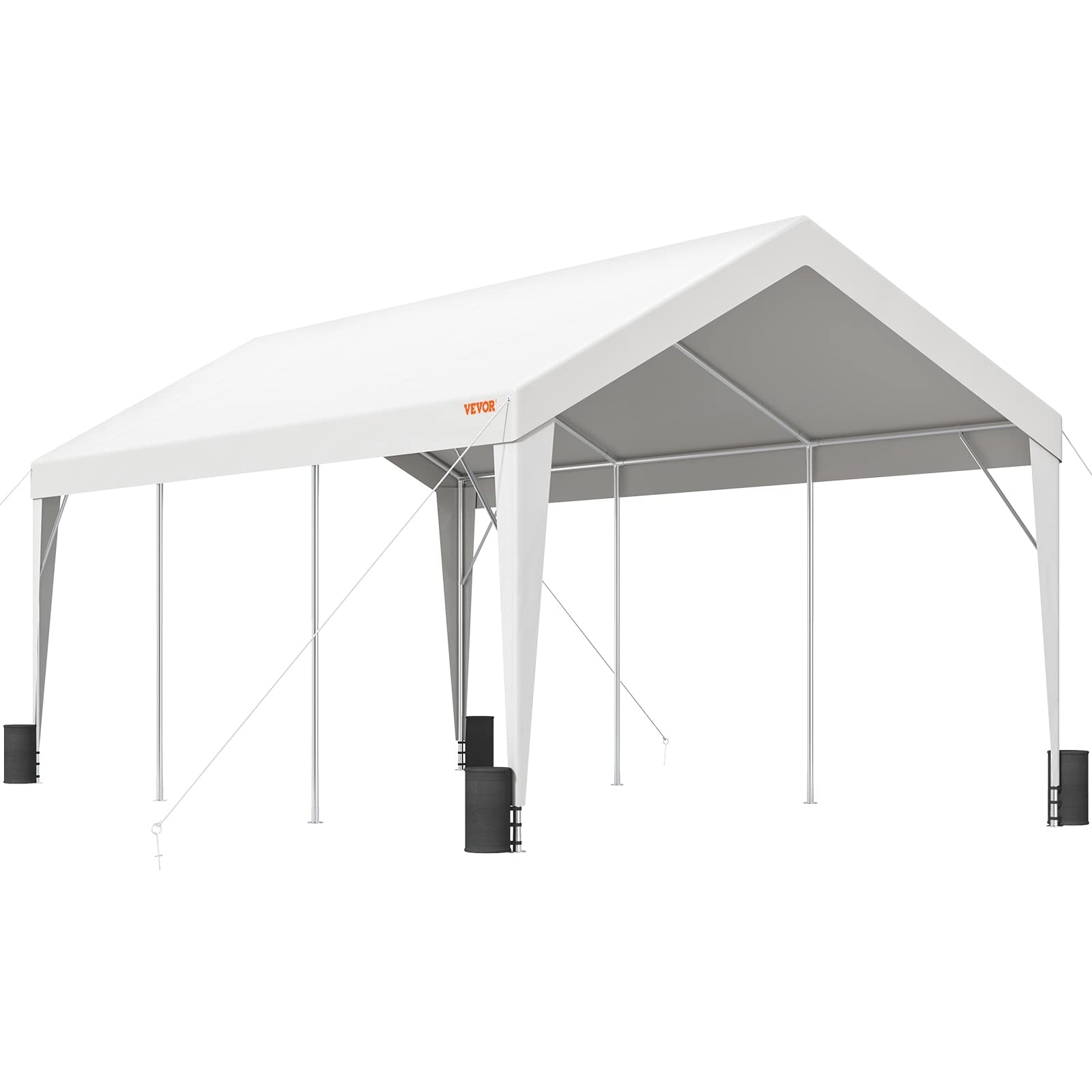 VEVOR Carport, 10x20 ft Heavy Duty Car Canopy Garage Boat Shelter Party Tent with 8 Reinforced Poles and 4 Weight Bags, UV Resis