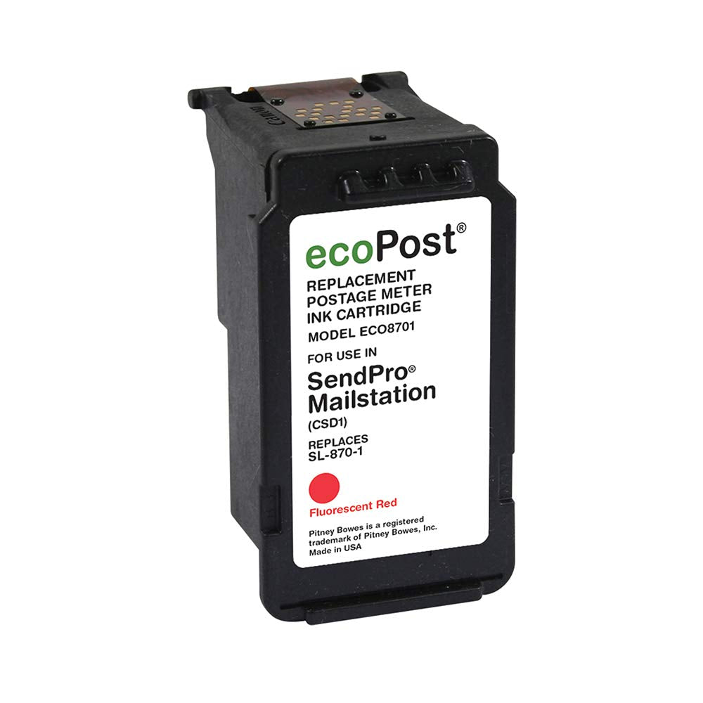 Ecopost Brand Remanufactured Postage Meter Cartridge Replacement For Pitney Bowes Sl-870-1 | Red