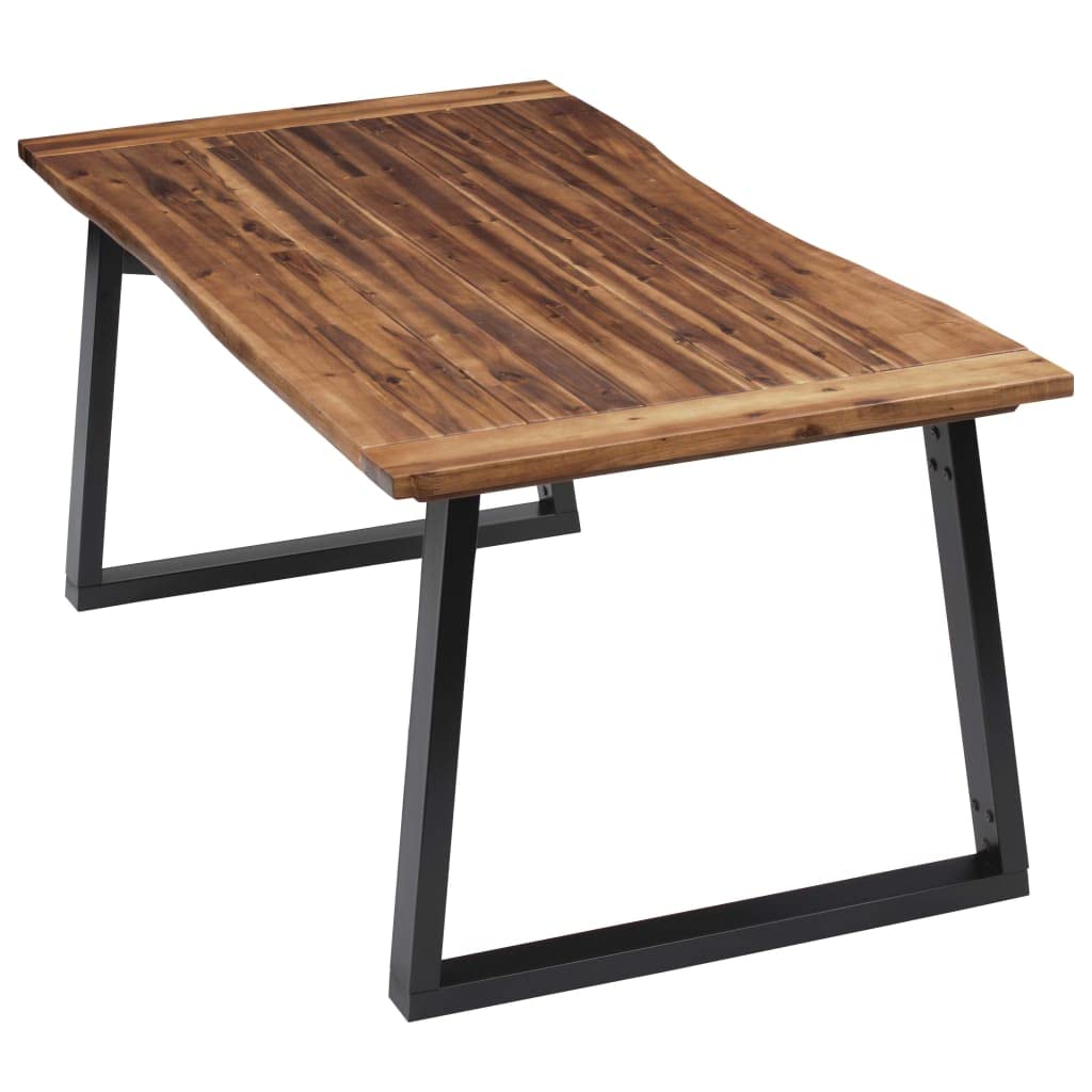 vidaXL Industrial Dining Table in Solid Acacia Wood with Black Metal U-Shaped Legs - Comfortable Durable Furniture for Dining Room or Kitchen, Measures 70.9 x 35.4 x 29.5 Inches