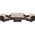 Flash Furniture 4 Piece Outdoor Faux Rattan Chair, Sofa And Table Set In Chocolate Brown