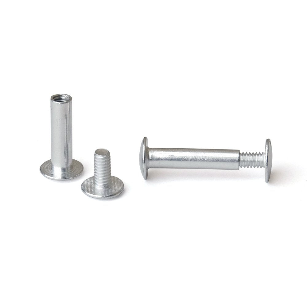 Trubind Aluminum Chicago Screw And Post Sets | 3/4 Inch Post Length | 3/16 Inch Post Diameter | Silver-Colored | 100 Screws And