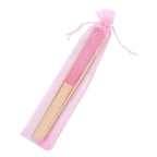 Sl Crafts 50Pcs Paper Hand Fan With Organza Bags Bamboo Handheld Folding Fan Decorative Paper Fan Wedding Party Favors (Pink)