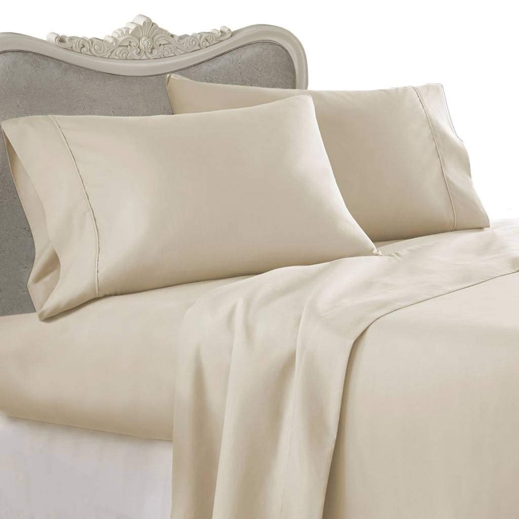Italian 800 Thread Count Egyptian Cotton Sheet Set Deep Pocket, King, Beige Solid, Premium Italian Finish