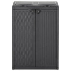 Vidaxl 100% Polypropylene Trash Bin With 2 Doors And 3 Bag Holders - Black, 25.6"X17.7"X34.6" – Lightweight, Weather-Resistant And Uv-Resistant With Rattan Look, Ideal For Functional Waste Separation