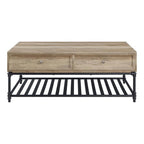 Acme Brantley 2-Drawer Wooden Coffee Table in Oak and Sandy Black