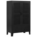vidaXL Steel Office Cabinet with Mesh Doors – Black Industrial Style Cabinet with 3 Compartments & 2 Drawers for Efficient File Storage – Durable, Easy-to-Clean – 29.5"x15.7"x47.2"
