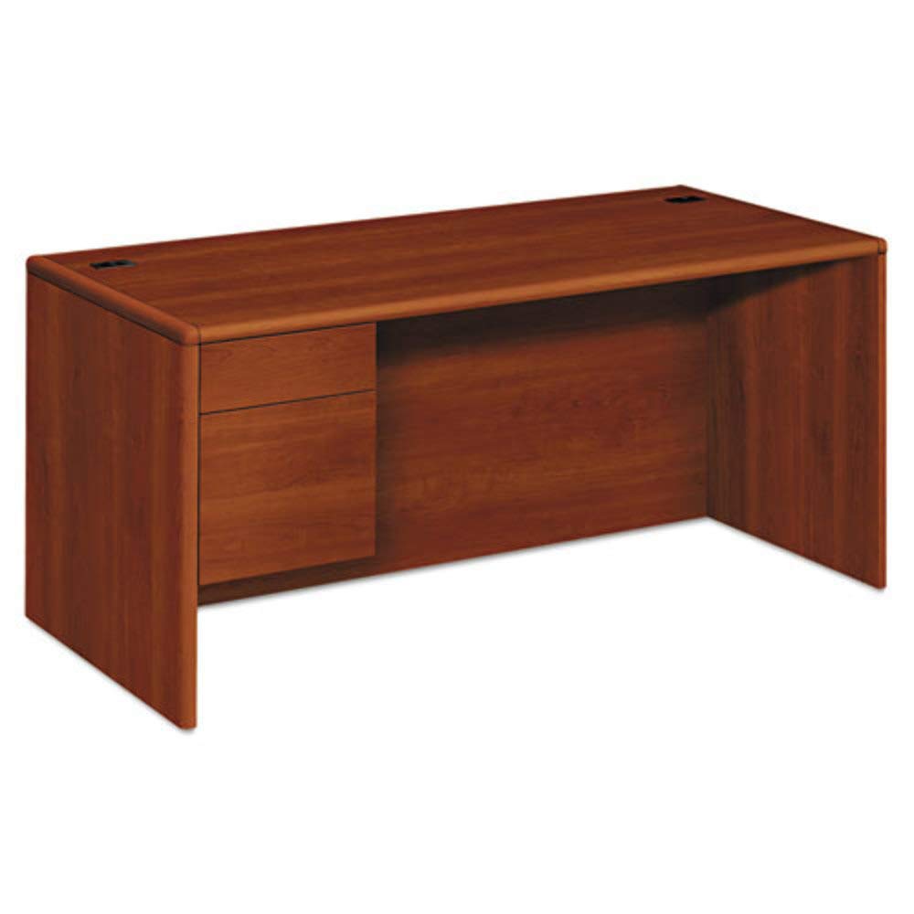 Hon 10700 Series L Workstation Desk With Three-Quarter Height Pedestal On Left, 66&quot; X 30&quot; X 29.5&quot;, Cognac