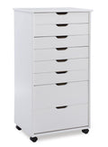 Cary Eight Drawer Rolling Storage Cart, White Wash