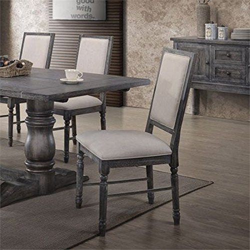Acme Leventis Dining Side Chair in Cream and Weathered Gray