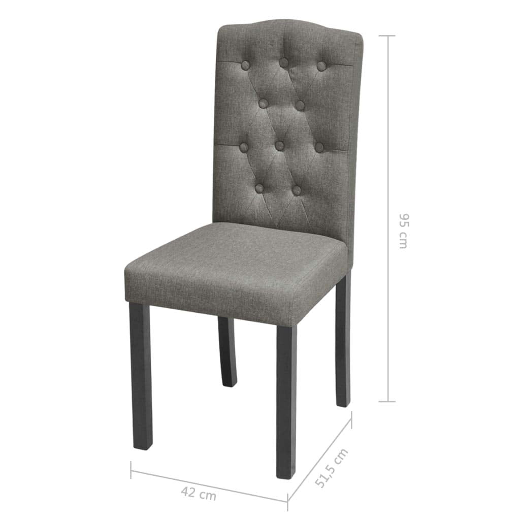 vidaXL 4 x Dining Chairs in Wood and Grey Fabric for Kitchen Room