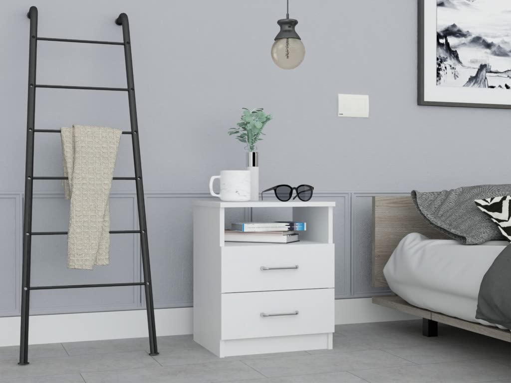 HomeRoots Modern and Stylish White Particle Bedroom Nightstand