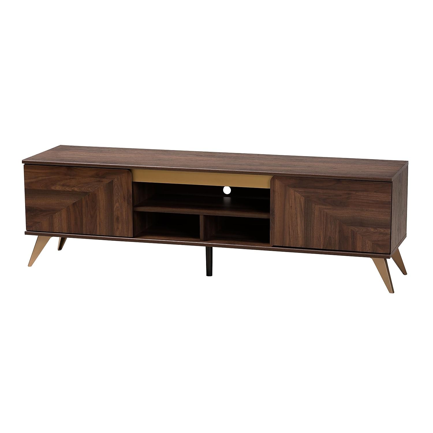 Baxton Studio Graceland Mid-Century Modern Transitional Walnut Brown Finished Wood 2-Door TV Stand