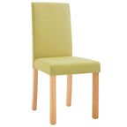 vidaXL Dining Chairs in Green Fabric, Set of 6, Ergonomically Designed, Solid Rubber Wood Frame - Perfect for Kitchen or Dining Room