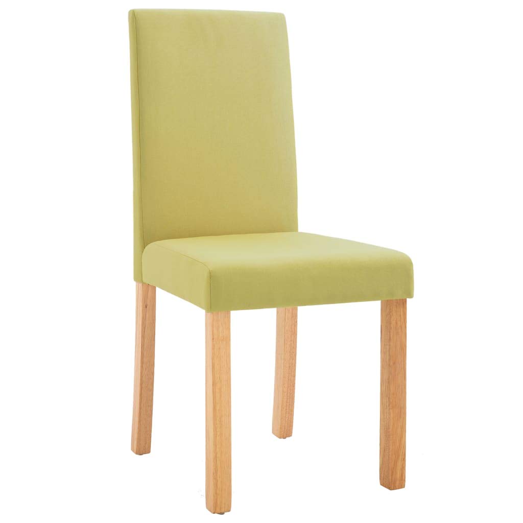 vidaXL Dining Chairs in Green Fabric, Set of 6, Ergonomically Designed, Solid Rubber Wood Frame - Perfect for Kitchen or Dining Room