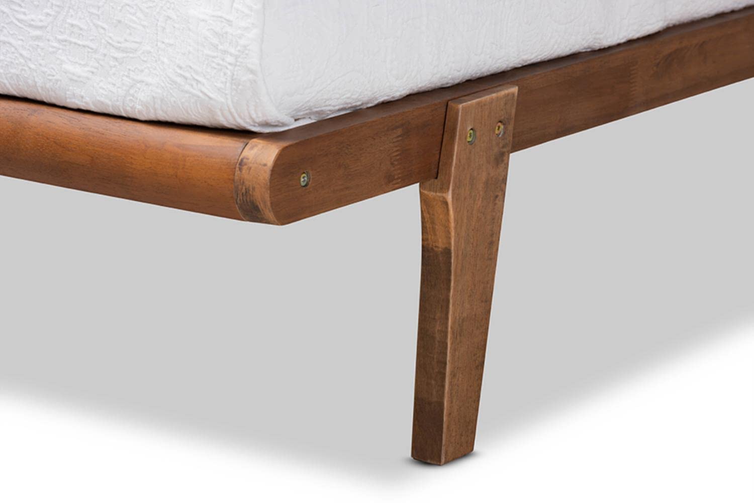 Baxton Studio Kaia Mid-Century Modern Walnut Brown Finished Wood Twin Size Platform Bed Frame
