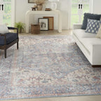 HomeRoots 522460 8 x 10 ft. Blue Floral Traditional Power Loomed Distressed Rectangle Area Rug