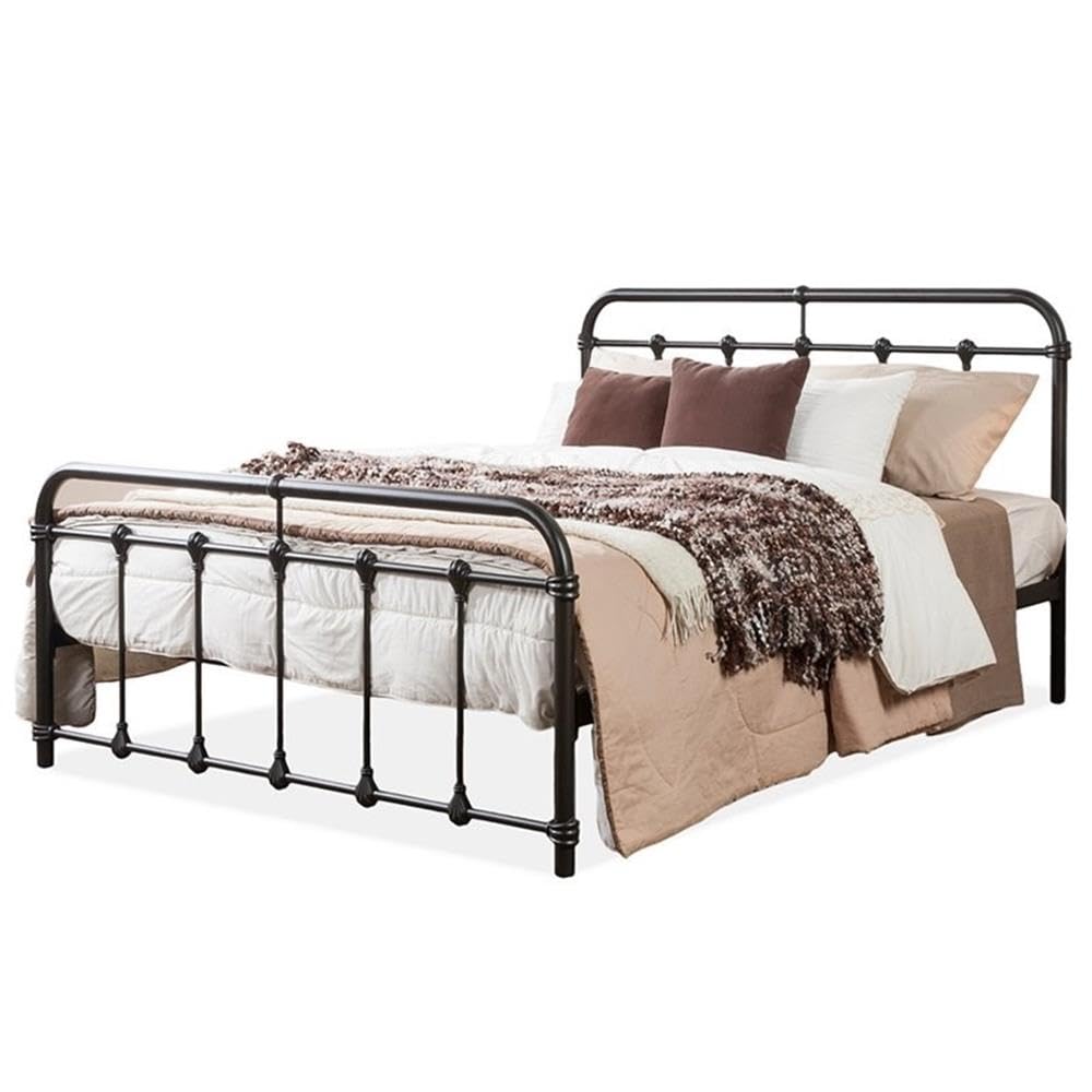 Wholesale Interiors Mandy Shabby Iron Metal Platform Bed, Full, Black