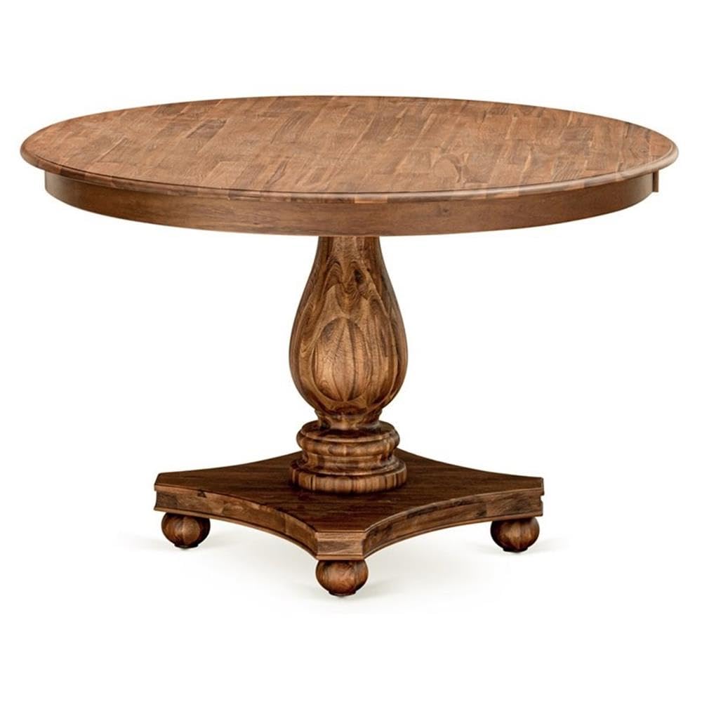 East West Furniture FE2-0N-TP Ferris Modern Dining Table - a Round Kitchen Table Top with Pedestal Base, 48x48 Inch, Sandblasting Antique Walnut