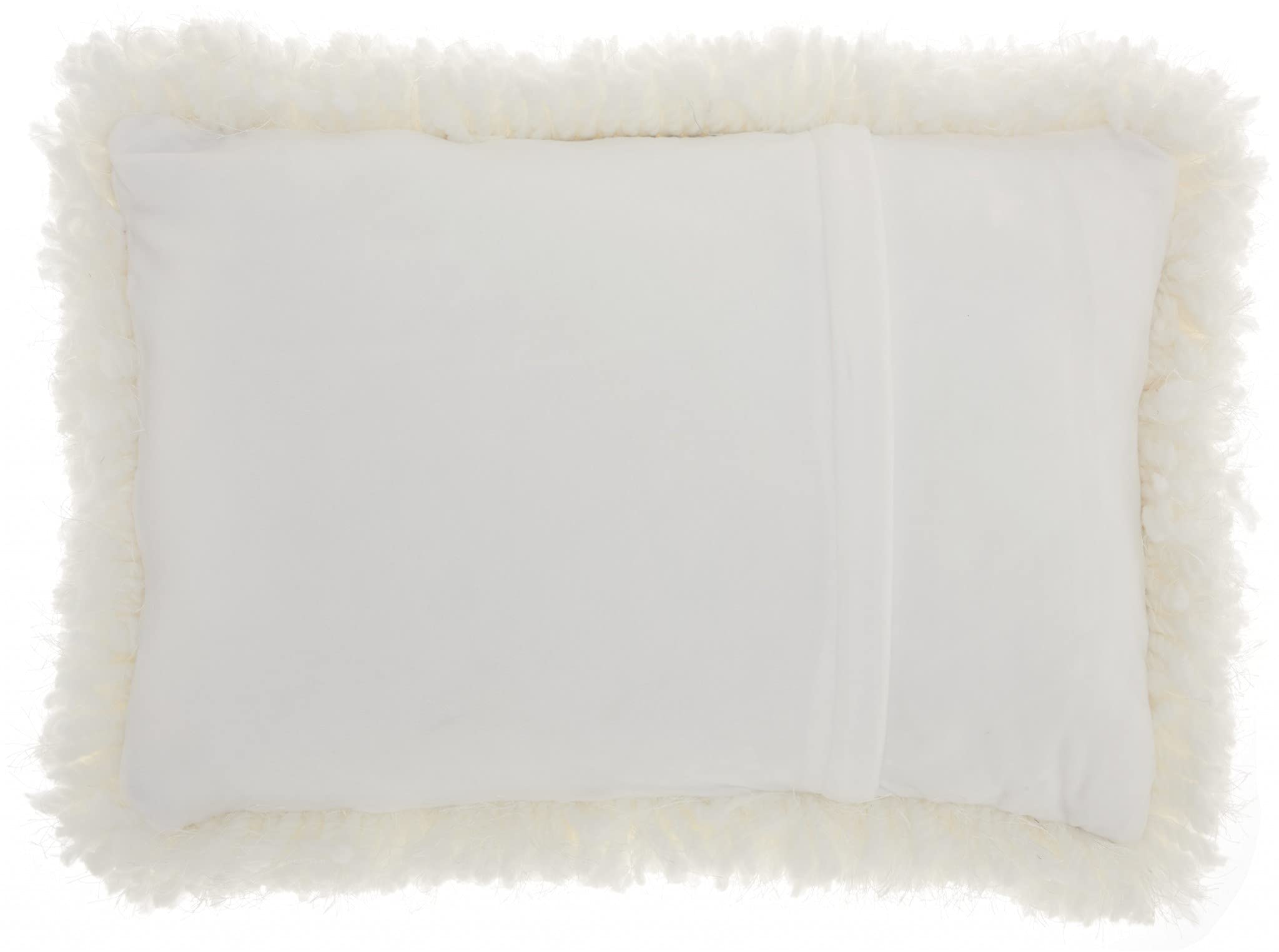 HomeRoots 100% Polyester White Knubby Plush Lumbar Throw Pillow