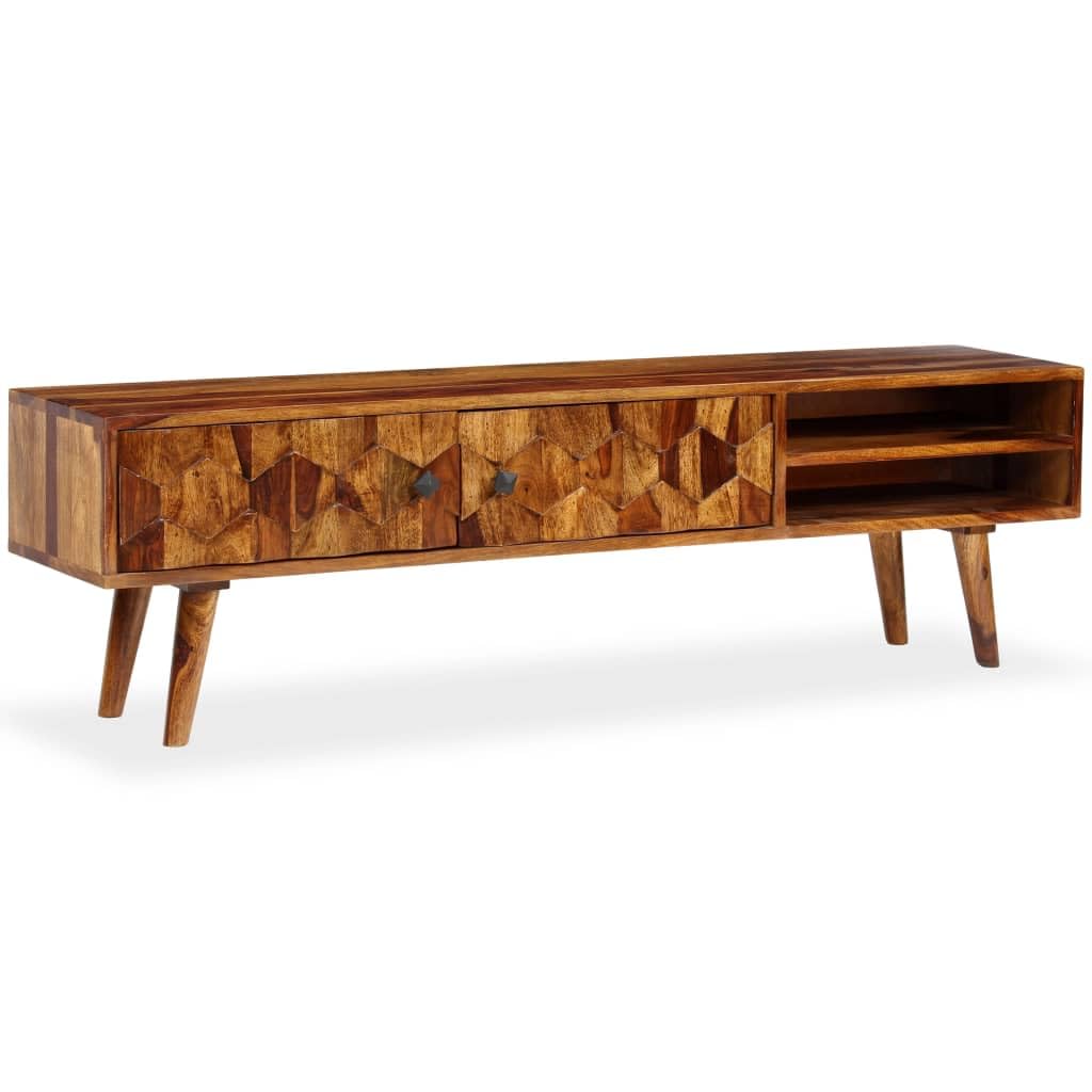 vidaXL TV Cabinet Solid Sheesham Wood 55.1&quot;x11.8&quot;x15.7&quot;