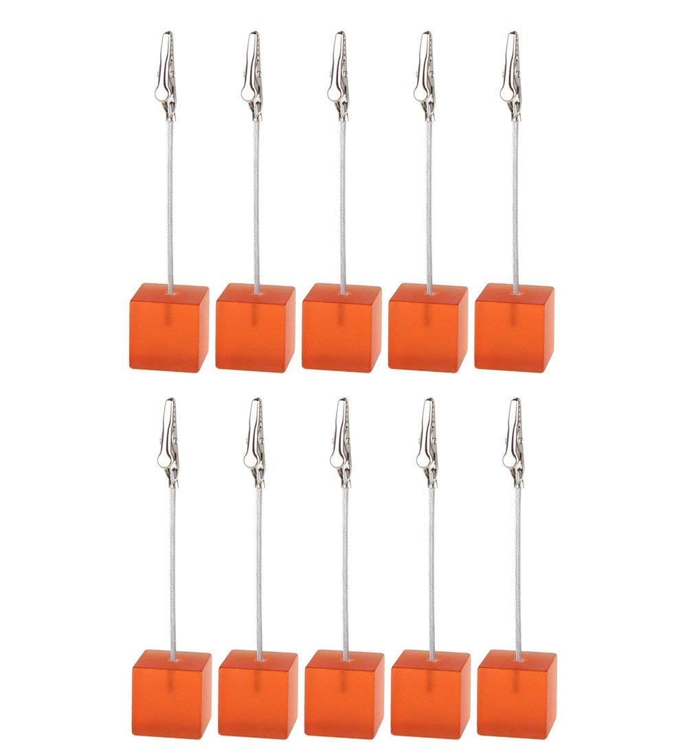 Xiaoyztan Xiaoyztan Orange Resin Cube Base Note Clip, Alligator Clip Card Table Stand Holder For Wedding Party Or Meeting Displa