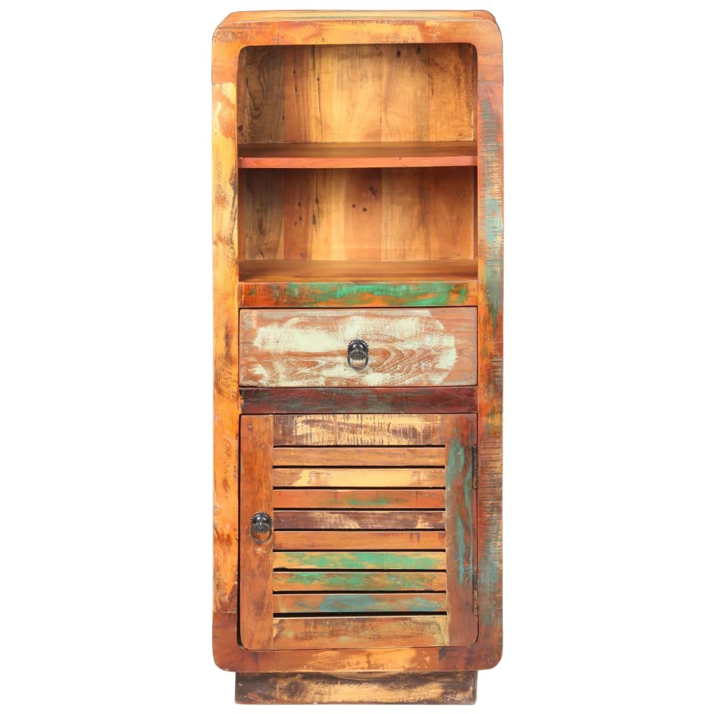 vidaXL Solid Reclaimed Wood Highboard, Vintage Charm, Ample Storage Space, Safety Ensured, Unique Grains, Multicolored - 17.7" x 12.6" x 43.3"