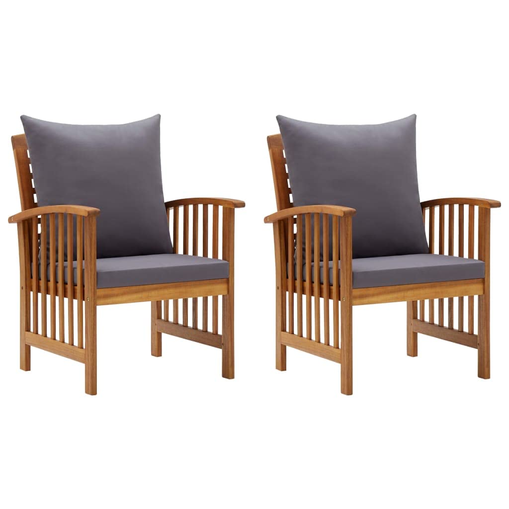 vidaXL Set of 2 Patio Chairs - Solid Acacia Wood Construction - with Comfortable Cushions - Unique Wood Grains - Perfect for Garden, Patio, Terrace