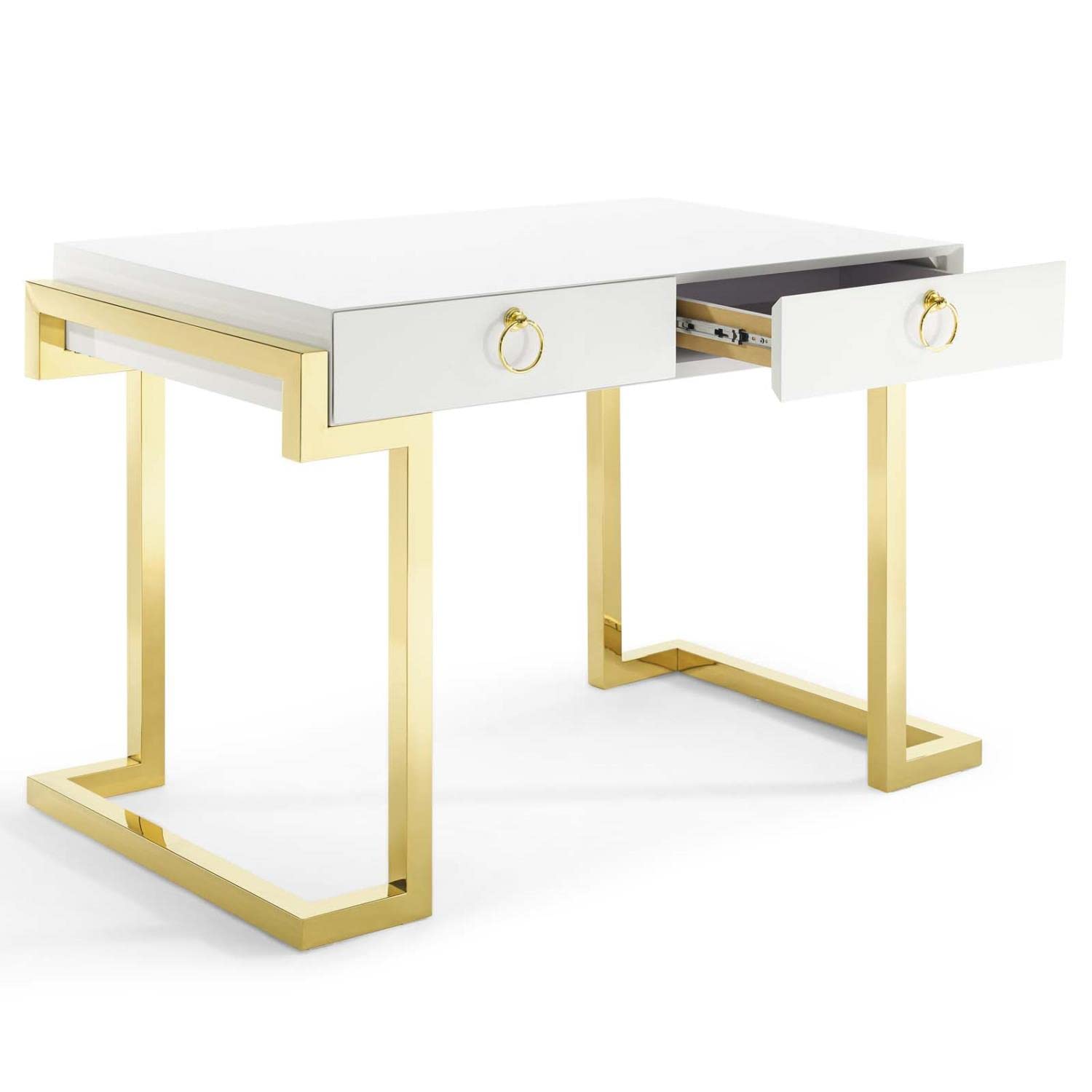 Modway Ring Office Desk, Gold White