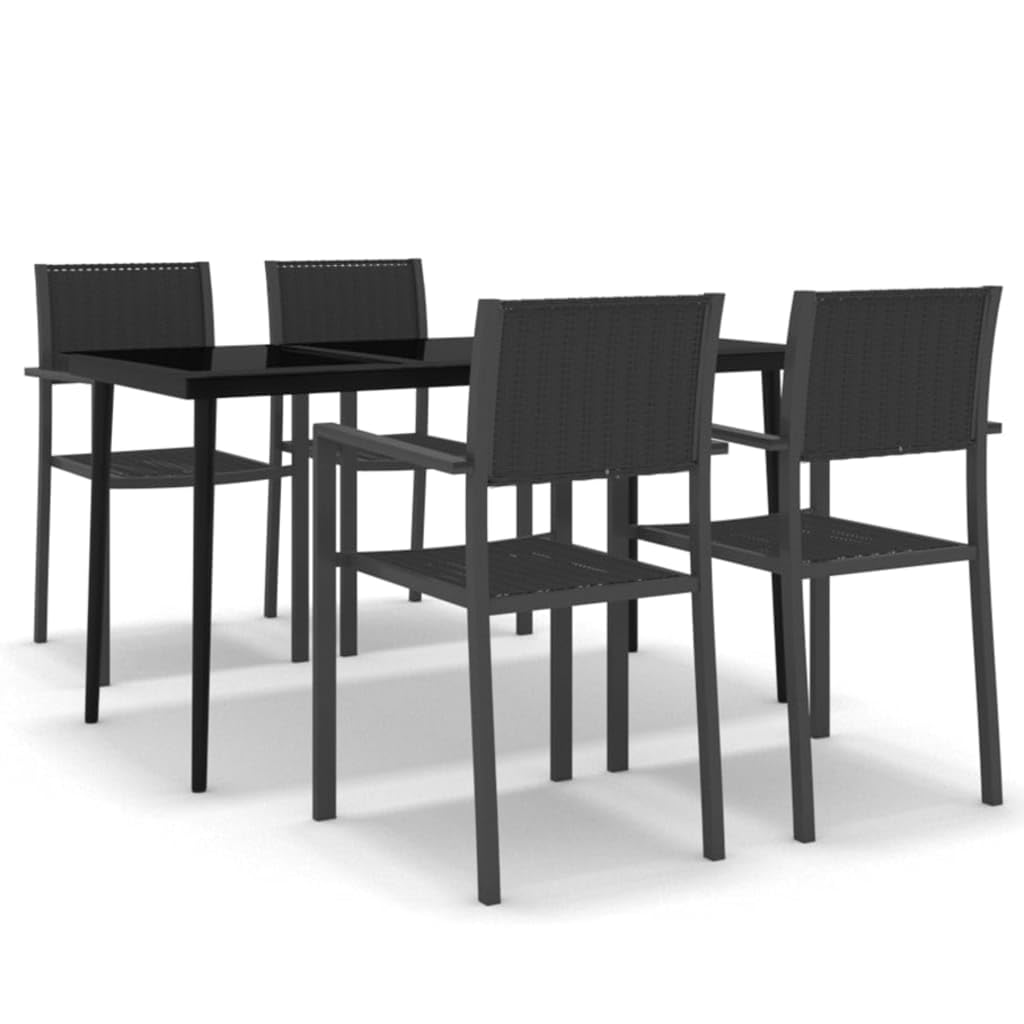 vidaXL Patio Dining Set 5 Piece, Outdoor Dining Set for 4, Table and Chair for Garden Backyard Balcony, Dining Chair Patio Table, Black