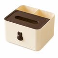 Yodhira Tissue Box Holder with Desktop Organizer Cream Brown
