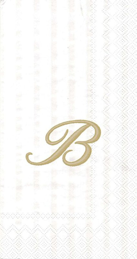 Ideal Home Range 3-Ply Paper Ivory Monogram, 16 Count Guest Towel Napkins Letter B