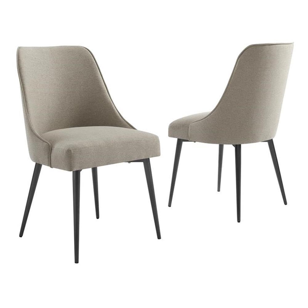 Steve Silver Co Upholstered Olson Side Chairs, Set of 2 Chairs, Mid-Century Design, Dining Room, Kitchen, Khaki, Upholstered Fabric, Iron Legs, 22" D x 20" W x 35" H, Khaki