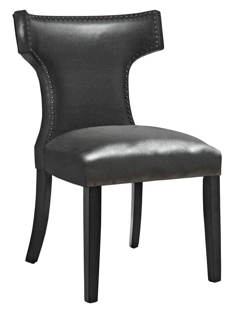Modway Curve Vinyl Set Of 2, Two Dining Chairs, Black