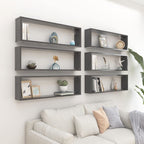 vidaXL Cube Wall Shelves 6 Pieces Grey 100 x 15 x 30 cm in Particle Board