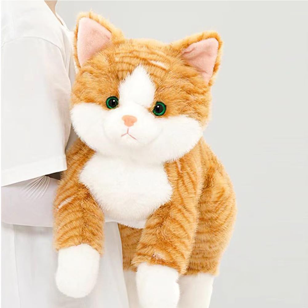 Leahaoe Weighted Stuffed Cat 19 ' 2Lbs, Realistic Cat Stuffed Animal For Kids And Adutls, Soft Orange Weighted Plush Animal Pil