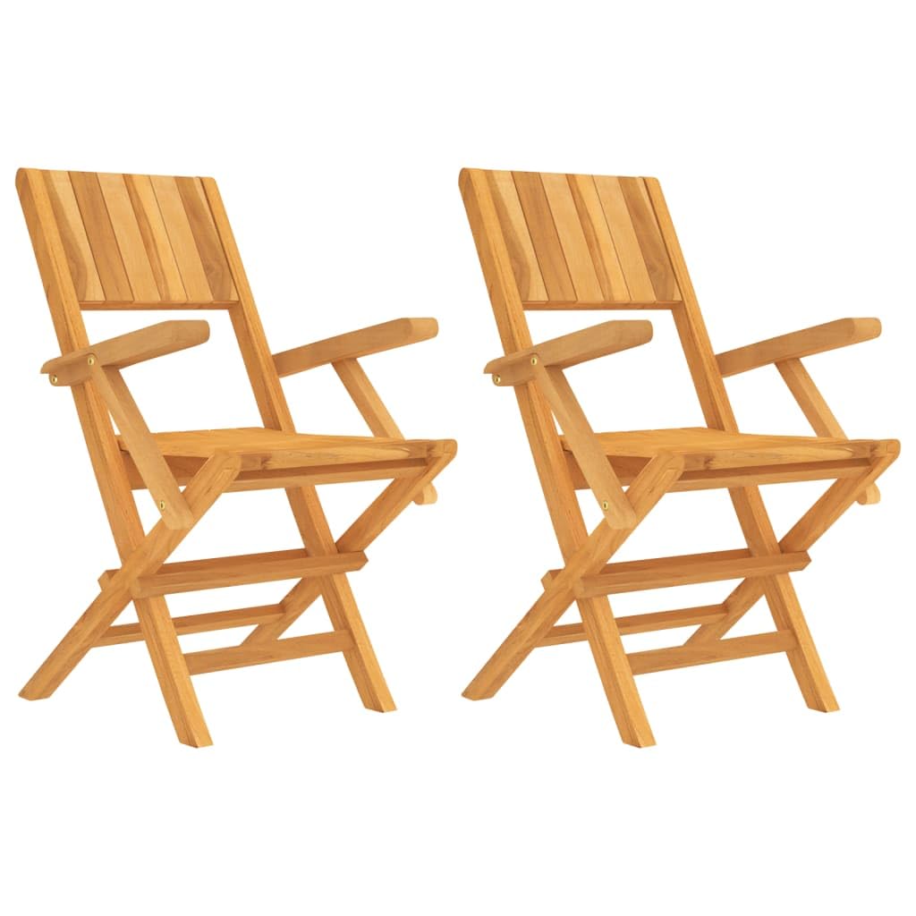 Vidaxl Folding Patio Chairs 2Pcs Set, 21.7&quot;X24&quot;X35.4&quot; Outdoor Seating Solid Teak Wood With Slatted Design, Foldable For Space Saving, Scandinavian Style In Brown