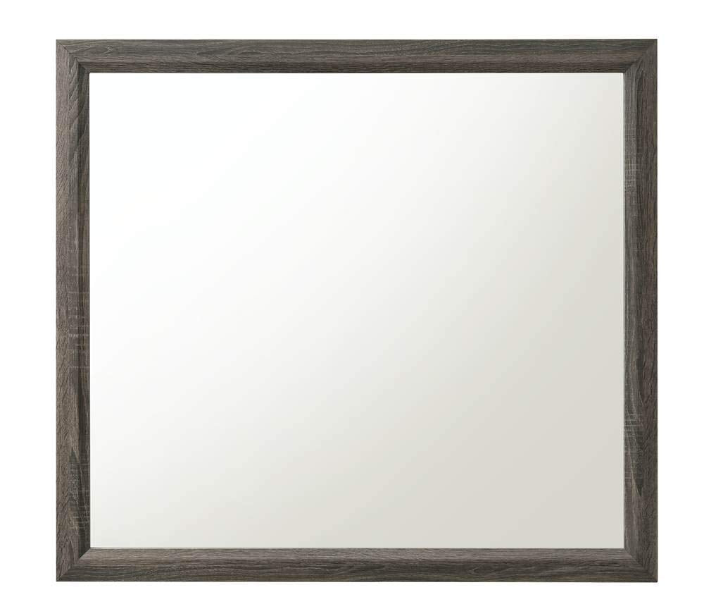 Acme Valdemar Rectangular Wooden Frame Bedroom Mirror In Weathered Gray