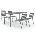 vidaXL Patio Dining Set 5 Piece, Dining Table and Slatted Chairs, Patio Furniture Set for Garden, Conversation Set, Industrial, Steel Dark Gray