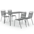 vidaXL Patio Dining Set 5 Piece, Dining Table and Slatted Chairs, Patio Furniture Set for Garden, Conversation Set, Industrial, Steel Dark Gray