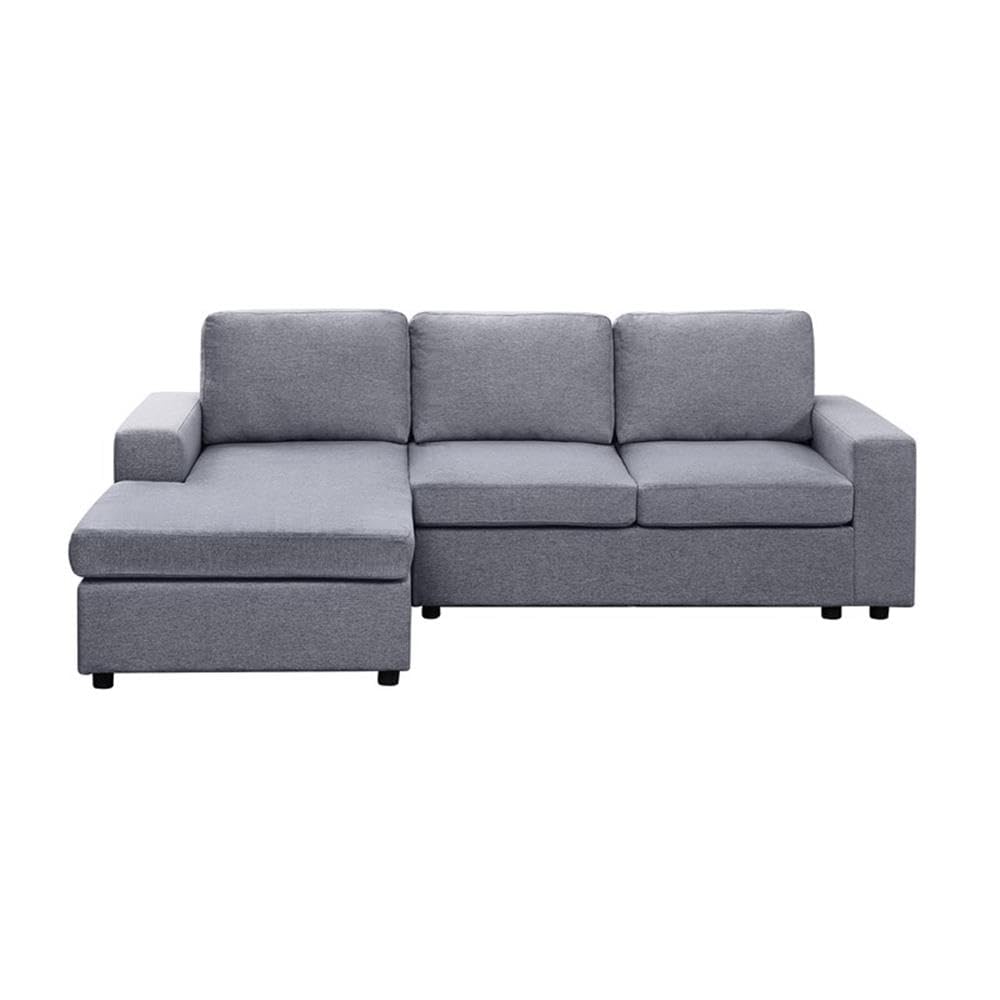 Lilola Home Newlyn Light Gray Linen Reversible Sectional Sofa Chaise