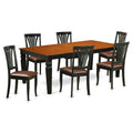 East West Furniture LGAV7-BCH-LC 7 Piece Dining Room Table Set Consist of a Rectangle Kitchen Table with Butterfly Leaf and 6 Faux Leather Upholstered Chairs, 42x84 Inch, Black & Cherry