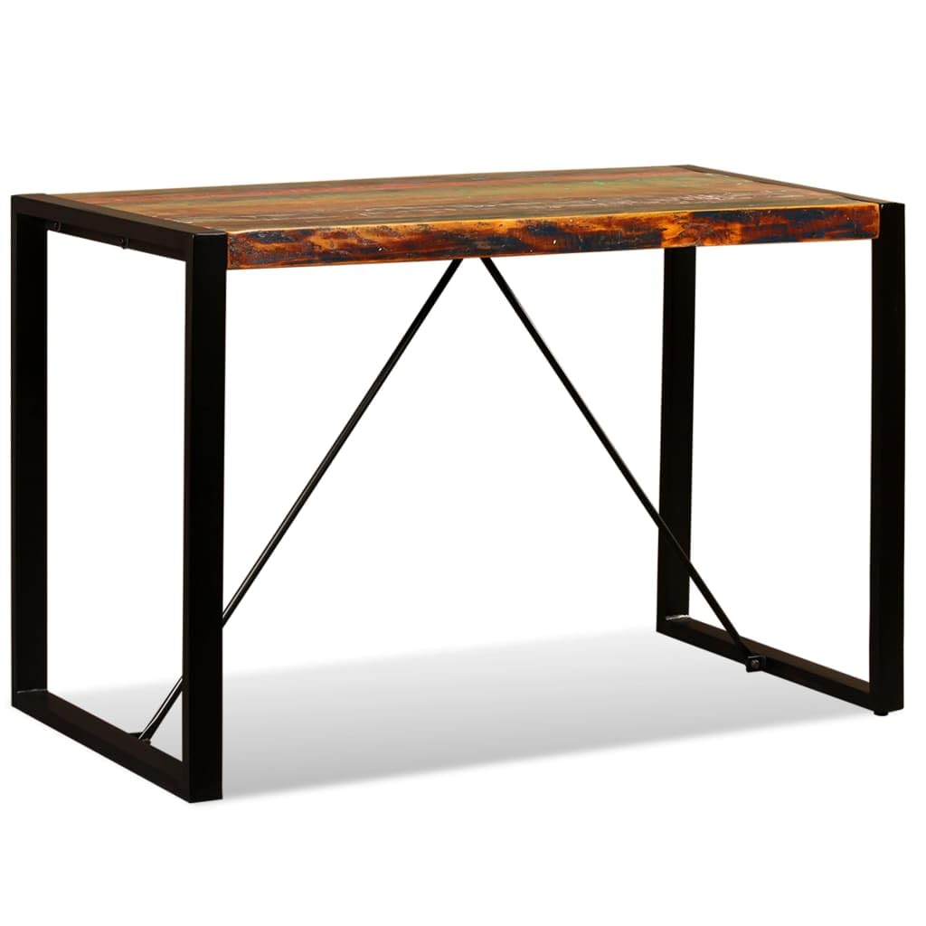 vidaXL 47.2" Solid Reclaimed Wood Dining Table with Powder-Coated Steel Legs - Unique, Eco-Friendly, Easy Assembly, Industrial Style Kitchen Furniture