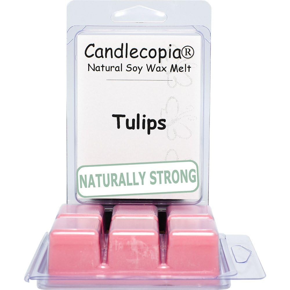 Candlecopia Tulips Strongly Scented Hand Poured Vegan Wax Melts, 12 Scented Wax Cubes, 6.4 Ounces in 2 x 6-Packs