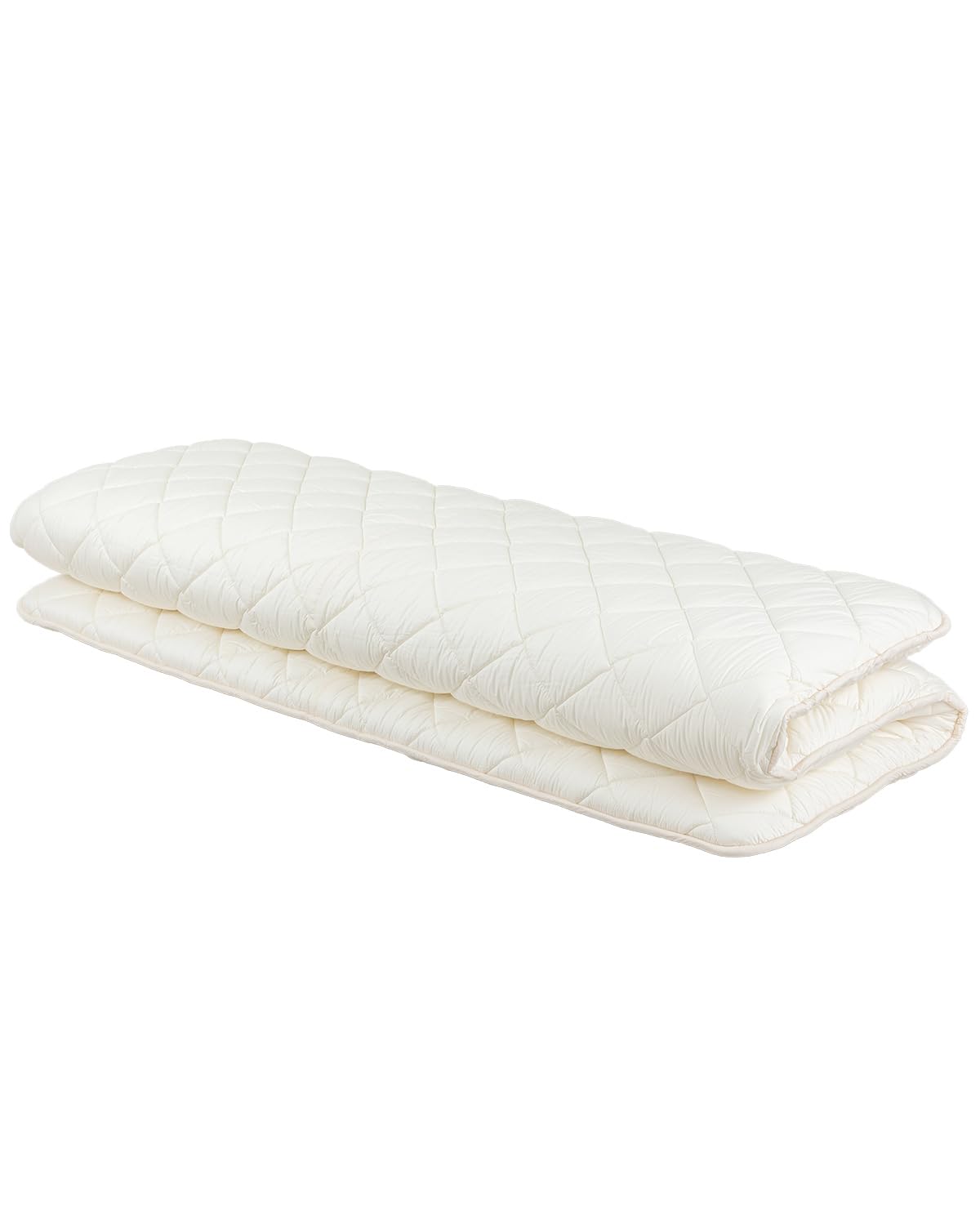 Fuli Japanese Futon Mattress, Foldable & Portable Floor Lounger Bed, Roll Up Sleeping Pad, Shikibuton, Made In Japan (White, Queen)