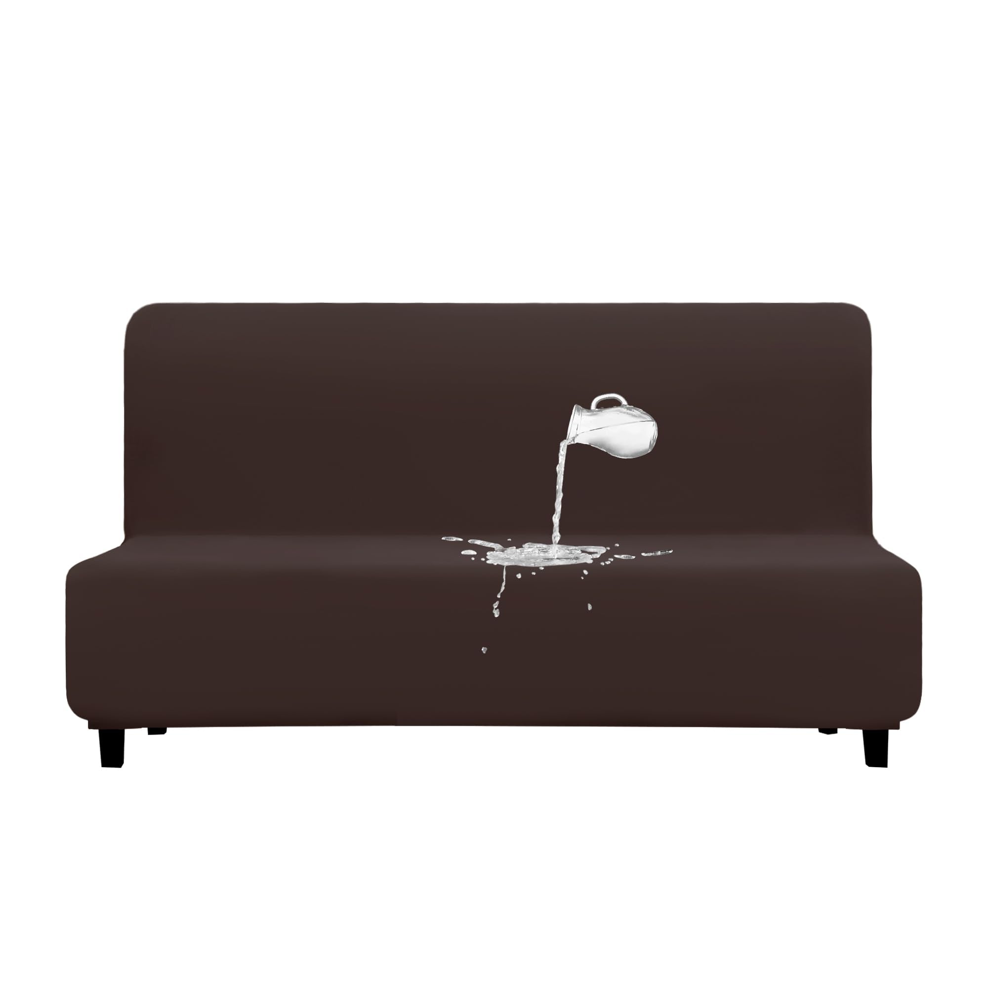 Purefit 100% Dual Waterproof Futon Cover, Waterproof Couch Cover For Futon - Stretch Non Slip Fleece Sofa Covers Washable, Leakproof Furniture Protector For Kids, Pets, Dog (Futon, Chocolate)